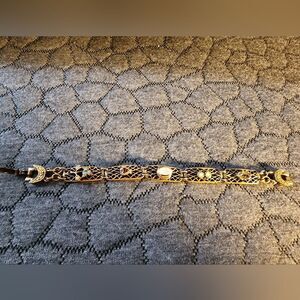 Vintage Gold and Gemstone Bracelet signed Goldette NY
